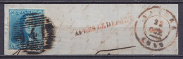 Superbe N°2 D4 Càd ANVERS /22 OCT 1849 + Griffe "APRES LE DEPART" Sur Fragment - 1849 Mostrine