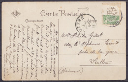 CP Ostende Affr. N°83 Déchiré (message Caché Derrière Le Timbre !) Càd ? Pour LUTTRE - Càd Arrivée LUTTRE /4 DECE 1908 - 1893-1907 Coat Of Arms