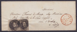 Env. Affr. Paire N°6 P85 Càd NAMUR /9 OCT 1857 Pour LIEGE (au Dos: Càd Arrivée LIEGE) - 1851-1857 Medallions (6/8)