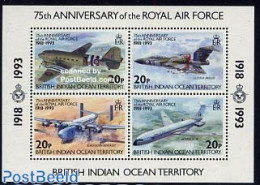 British Indian Ocean 1993 Royal Air Force 75th Anniversary S/s, Mint NH, History - Transport - Militarism - Aircraft &.. - Militaria