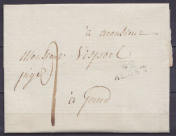 L. Datée 9 Février 1816 De MEERBEKE Pour GAND - Griffe "92/ ALOST" - Port "2" - 1815-1830 (Dutch Period)