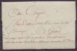 L. Par Diligence Datée 23 NIVÖSE An 9 De BRUXELLES Pour GAND - Man. "Soit Payé Sept Sols De Port Si Elle Est Remise Dema - 1794-1814 (French Period)