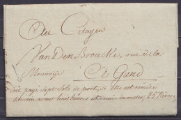 L. Par Diligence Datée 23 NIVÖSE An 9 De BRUXELLES Pour GAND - Man. "Soit Payé Sept Sols De Port Si Elle Est Remise Dema - 1794-1814 (Französische Besatzung)