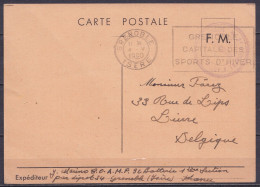 CP En Franchise F.M. Flam. "GRENOBLE /4.V 1940/ … CAPITALE DES SPORTS D'HIVER" Pour LIERRE Belgique - Cachet "2e REGIMEN - 2. Weltkrieg 1939-1945