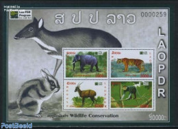 Laos 2011 Animals S/s, Mint NH, Nature - Animals (others & Mixed) - Cat Family - Elephants - Monkeys - Laos