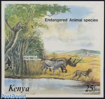 Kenia 1985 Endangered Animals S/s, Mint NH, Nature - Animals (others & Mixed) - Cat Family - Rhinoceros - Zebra - Otros & Sin Clasificación