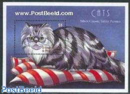 Grenada Grenadines 2001 Silver Classic Tabby Cat S/s, Mint NH, Nature - Cats - Grenade (1974-...)