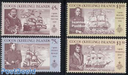 Cocos Islands 1990 Famous Visitors 4v, Mint NH, Transport - Ships And Boats - Schiffe