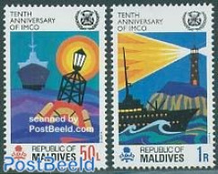 Maldives 1970 Safety At Sea 2v, Mint NH, Transport - Various - Ships And Boats - Lighthouses & Safety At Sea - Boten