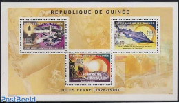 Guinea, Republic 2004 Jules Verne 3v M/s, Mint NH, Transport - Space Exploration - Art - Authors - Jules Verne - Scien.. - Schriftsteller