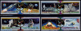 Cook Islands 1989 Moonlanding Anniversary 4x2v [:], Mint NH, Transport - Helicopters - Space Exploration - Hubschrauber