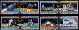 Cook Islands 1989 Moonlanding Anniversary 4x2v [:], Mint NH, Transport - Helicopters - Space Exploration - Hélicoptères