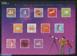 Hong Kong 2012 12 Western Zodiac Signs 12v M/s, Mint NH, Nature - Science - Animals (others & Mixed) - Fish - Weights .. - Unused Stamps