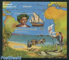 Guinea, Republic 1985 Columbus S/s, Imperforated, Mint NH, History - Transport - Explorers - Ships And Boats - Esploratori