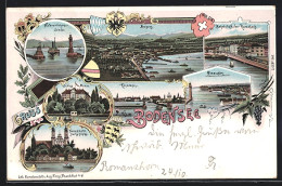 Lithographie Konstanz, Ortsansicht, Schloss Mainau  - Konstanz