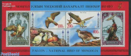 Mongolia 2013 Falcons 6v M/s, Mint NH, Nature - Birds - Birds Of Prey - Mongolië