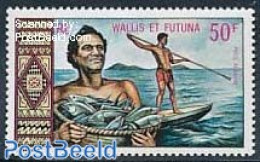 Wallis & Futuna 1969 50F, Stamp Out Of Set, Mint NH, Nature - Transport - Fish - Fishing - Ships And Boats - Vissen