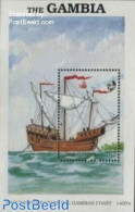 Gambia 1988 Ship Reaches Gambia S/s, Mint NH, History - Transport - Explorers - Ships And Boats - Onderzoekers