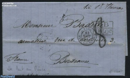 Haiti 1864 Letter From Port Au Prince To Bordeaux Via St. Thomas, Postal History - Haiti