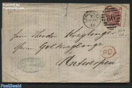 Great Britain 1866 Letter From London To Antwerpen, Postal History - Other & Unclassified