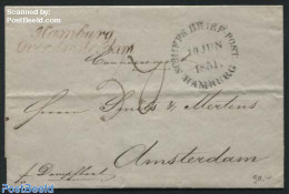 Germany, Hamburg 1851 Letter To Amsterdam, By Steamship From Hamburg, Postal History, Transport - Ships And Boats - Barche