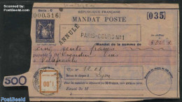 France 1940 Mandat Poste 500 Francs, Postal History - Brieven En Documenten
