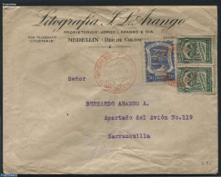 Colombia 1928 Airmail Letter To Barranquilla, Postal History - Colombia