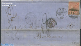 Great Britain 1863 Folding Letter From Liverpool To Bordeaux, Postal History - Otros & Sin Clasificación