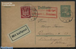 Germany, Empire 1925 Postcard, Sent By Airmail, Used Postal Stationary - Briefe U. Dokumente