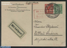 Germany, Empire 1926 Postcard Philatelic Day Sent By Airmail, Used Postal Stationary - Covers & Documents