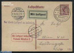 Germany, Empire 1926 Postcard Sent By Airmail, Used Postal Stationary - Lettres & Documents