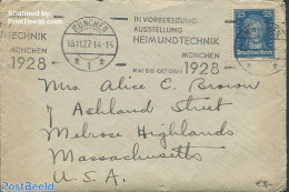 Germany, Empire 1928 Envelope From Munchen To USA, Postal History - Briefe U. Dokumente