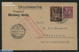 Germany, Empire 1923 Postcard Sent By Airmail Nuernberg-Berlin, Used Postal Stationary - Lettres & Documents