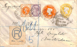 Great Britain 1899 Envelope 3d, Uprated For Registered Mail To Amsterdam, Postal History - Sonstige & Ohne Zuordnung