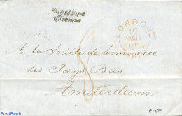 Great Britain 1854 Folding Cover From London To Amsterdam. Londom 1854 Postmark, Postal History - Sonstige & Ohne Zuordnung