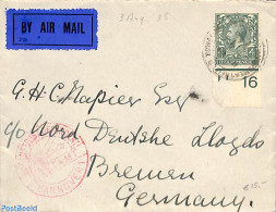 Great Britain 1935 Airmail From England To Germany With Hannover Postmark, Postal History - Brieven En Documenten