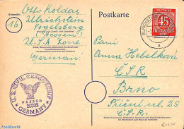 Germany, Empire 1948 Postcard To Brno, Censored, Postal History - Andere & Zonder Classificatie