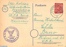 Germany, Empire 1948 Postcard To Brno, Censored, Postal History - Otros & Sin Clasificación