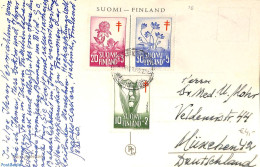 Finland 1958 Postcard To Germany With Flower Set, Postal History, Nature - Flowers & Plants - Briefe U. Dokumente