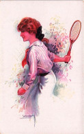 Illustrateur Signé Usabal  - Joueuse De Tennis  - Usabal