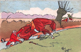 Illustrateur Signé Laldin - Equitation - Chute De Cheval - 1912 - Parfait Etat - Otros & Sin Clasificación