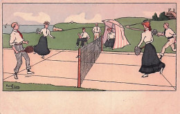 Illustrateur Harry Eliott - Sports - Tennis - Partie De Double Mixte - Parfait Etat - Elliot