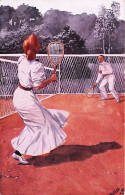 Illustrateur Signé - Sports - Couple Sur Un Cours De Tennis - Serie Raphael Tuck "Oilette " - Autres & Non Classés