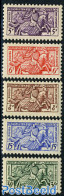 Monaco 1955 Small Card Stamps 5v, Unused (hinged), History - Nature - Knights - Horses - Unused Stamps