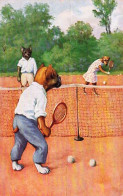 Sports - Tennis - Illustrateur -  Chiens Humanisés Jouant Au Tennis - Tennis