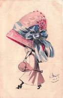 Illustrateur Signé  - TENNIS - Jeune Femme Au Grand Chapeau Allant Au Tennis - 1910 - Autres & Non Classés