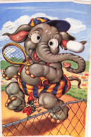 Illustrateur Michaelis - Elephant Humanisé Jouant Au Tennis - Yeux Mobiles  - Autres & Non Classés