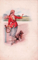 Illustrateur - Sport - TENNIS  - Jeune Femme Et Son Chien Au Court De Tennis - 1900-1949
