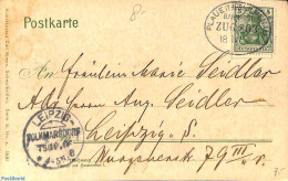 Germany, Empire 1906 Postcard To Leipzig, Railway Postmark PLAUE-ILMENAU, Postal History - Covers & Documents