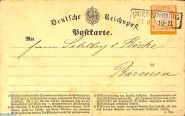 Germany, Empire 1873 Postcard From QUEDLINBURG, Postal History - Covers & Documents